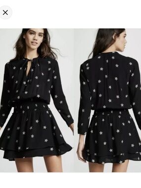 Rails Jasmine Star Ruffle Hem Mini Dress in Black Rivet Star